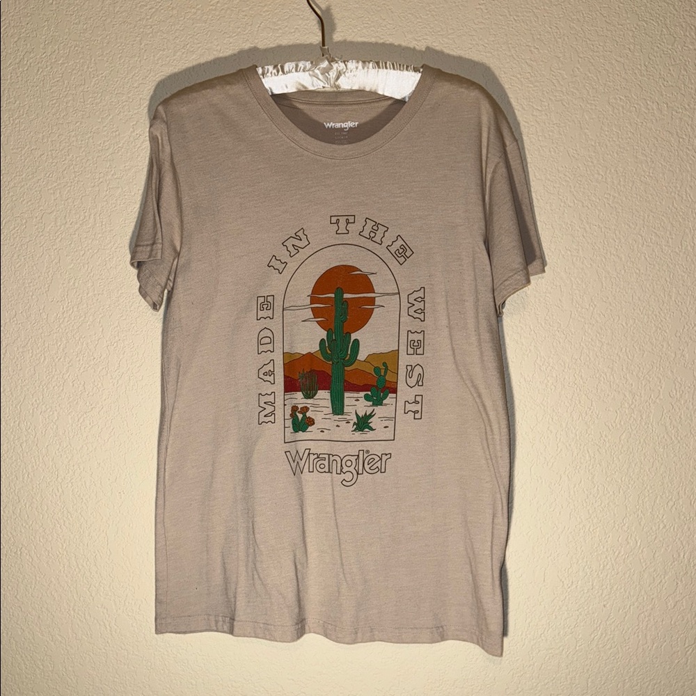 Wrangler Beige Tee with Cactus Graphic
